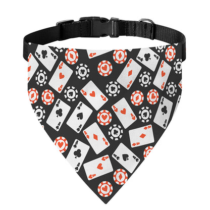 Casino Chip And Card Pattern Print Over The Collar Dog Bandana
