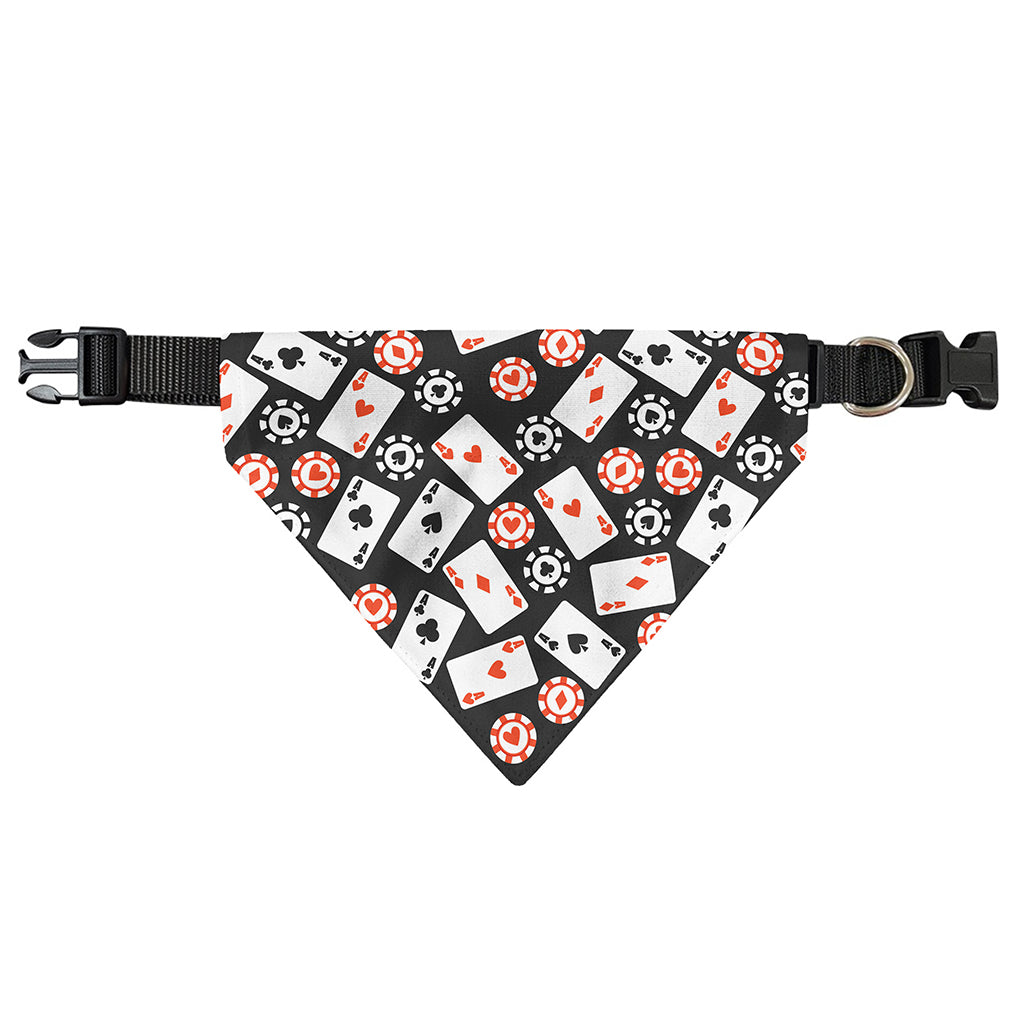 Casino Chip And Card Pattern Print Over The Collar Dog Bandana