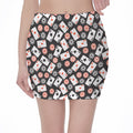 Casino Chip And Card Pattern Print Pencil Mini Skirt