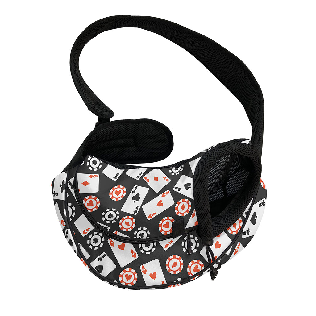 Casino Chip And Card Pattern Print Pet Sling Carrier