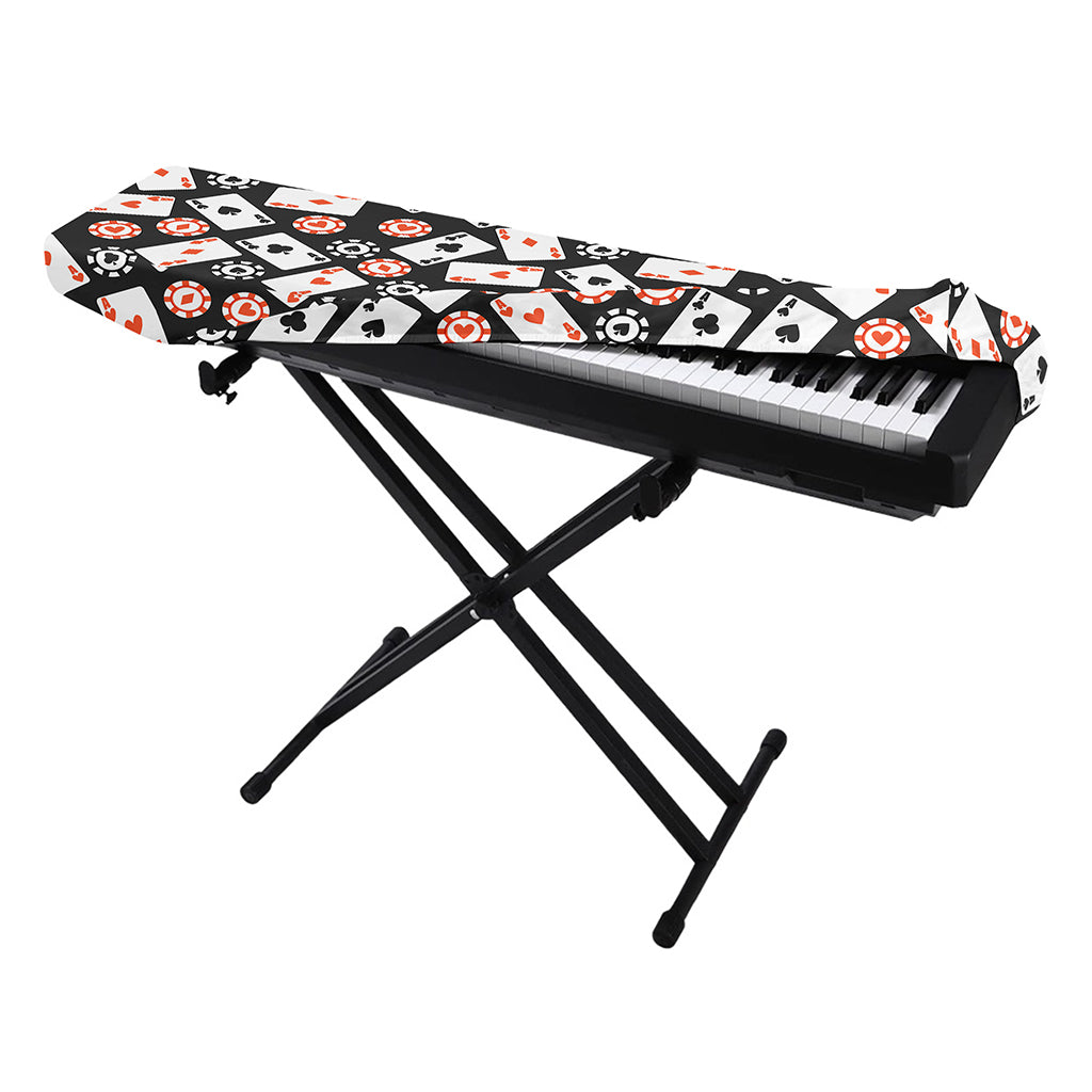Casino Chip And Card Pattern Print Piano Keyboard Cover