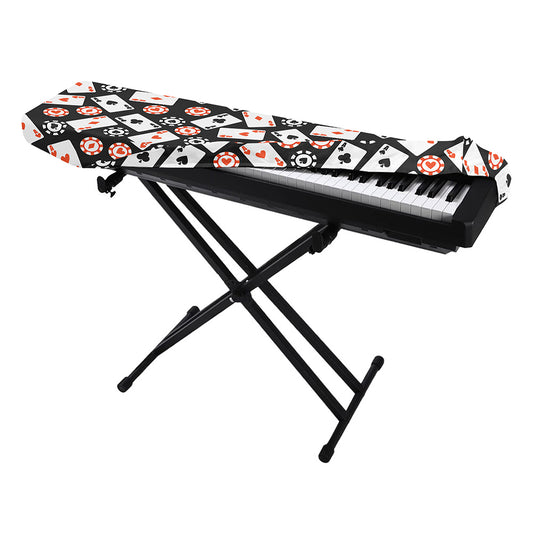 Casino Chip And Card Pattern Print Piano Keyboard Cover