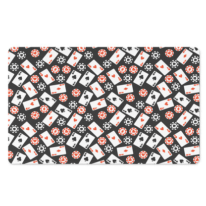 Casino Chip And Card Pattern Print Polyester Doormat