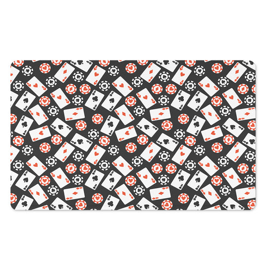 Casino Chip And Card Pattern Print Polyester Doormat