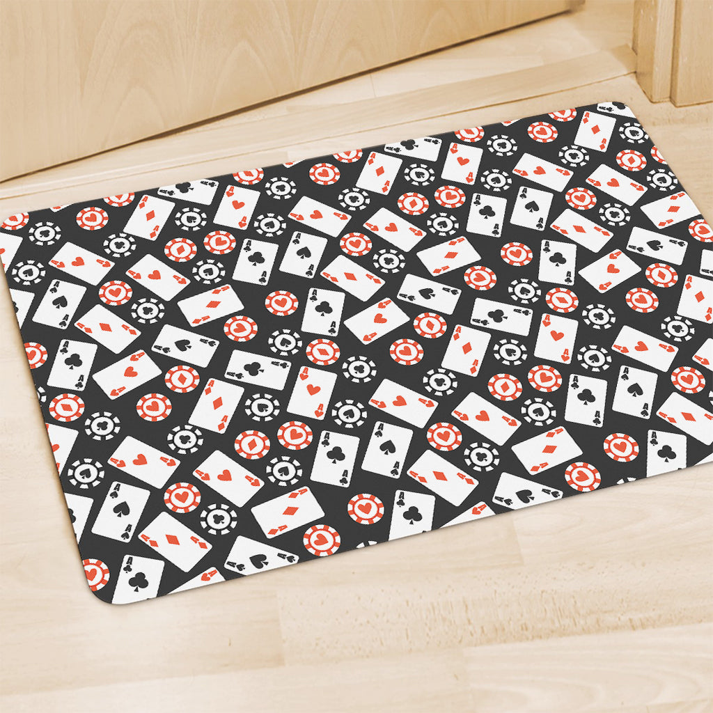 Casino Chip And Card Pattern Print Polyester Doormat