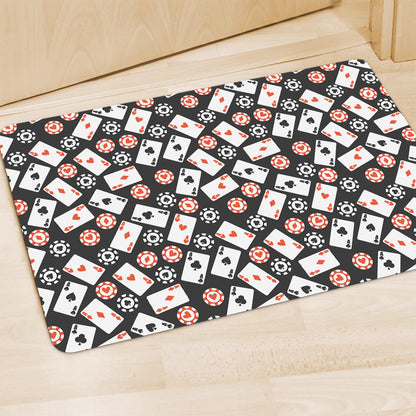 Casino Chip And Card Pattern Print Polyester Doormat