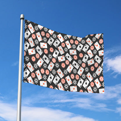 Casino Chip And Card Pattern Print Polyester Flag