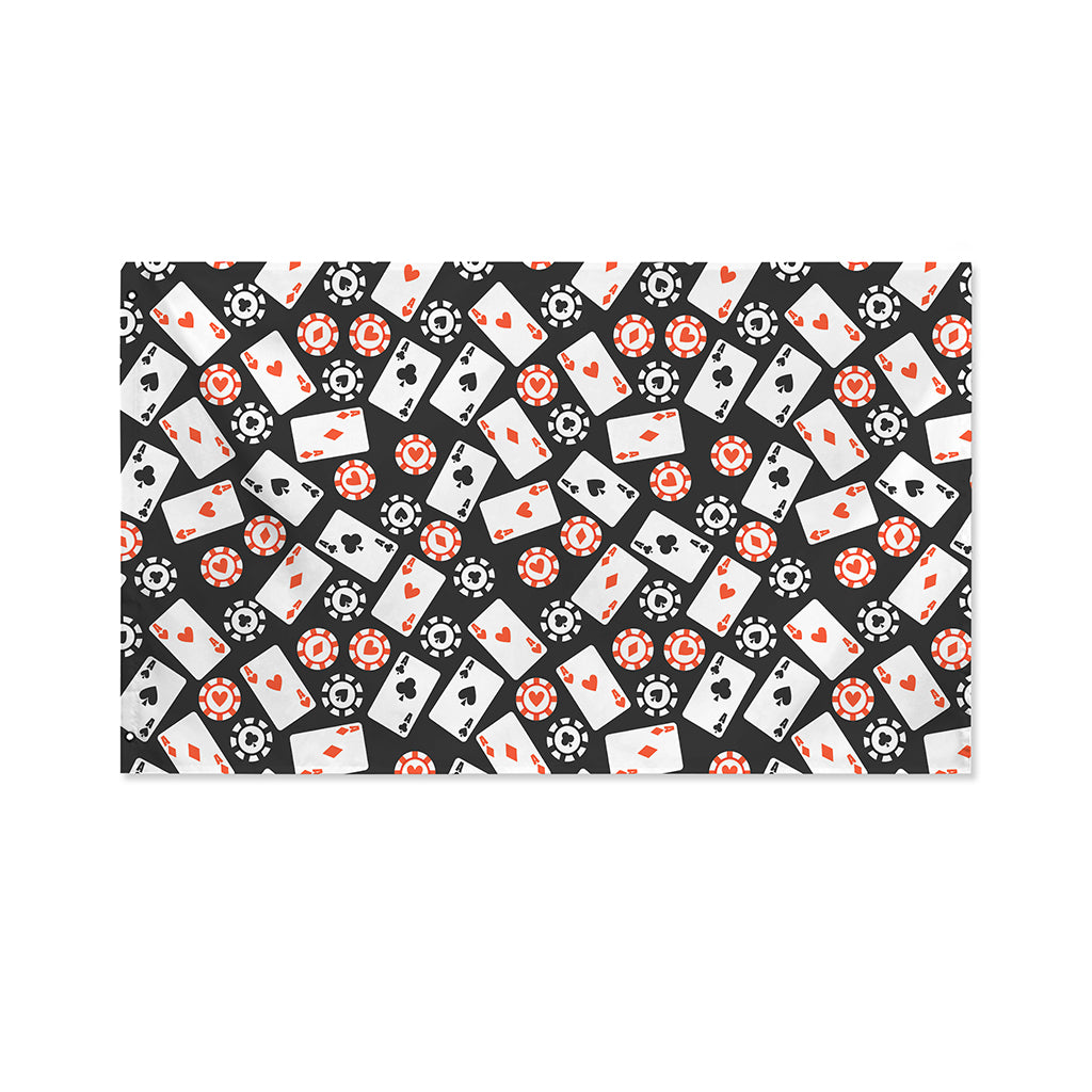 Casino Chip And Card Pattern Print Polyester Flag