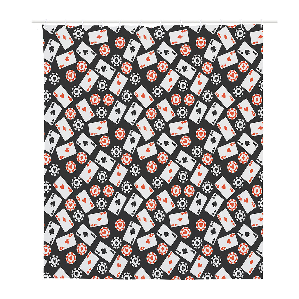 Casino Chip And Card Pattern Print Polyester Shower Curtain