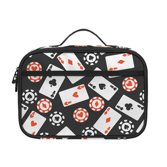 Casino Chip And Card Pattern Print Portable Lunch Bag