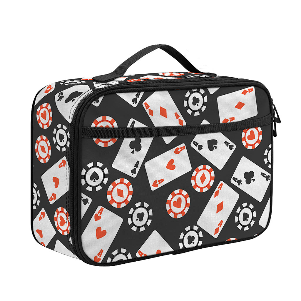 Casino Chip And Card Pattern Print Portable Lunch Bag