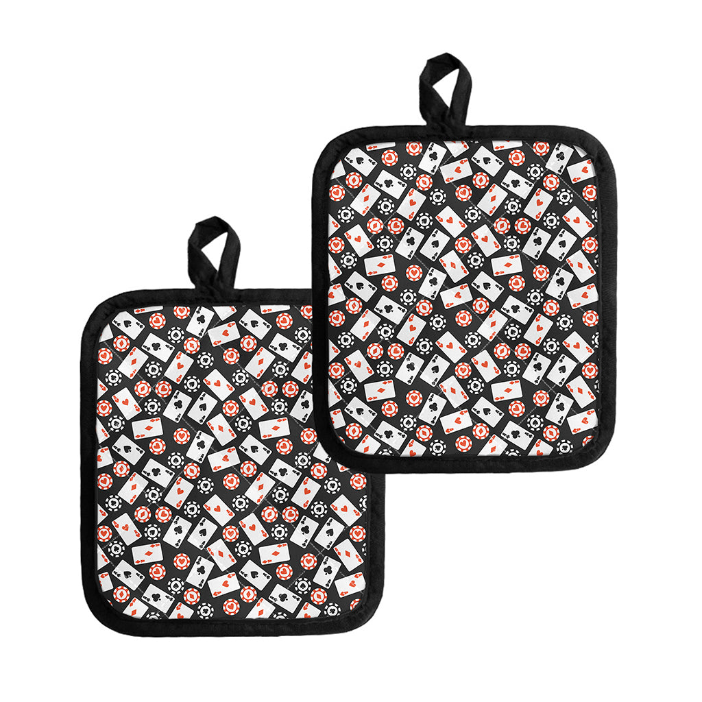 Casino Chip And Card Pattern Print Pot Holders