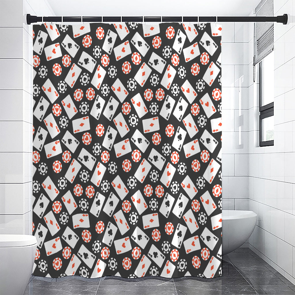 Casino Chip And Card Pattern Print Premium Shower Curtain