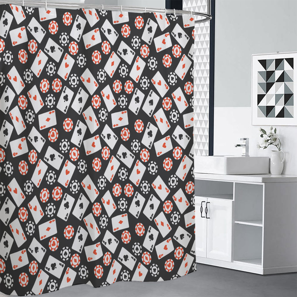 Casino Chip And Card Pattern Print Premium Shower Curtain