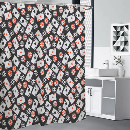 Casino Chip And Card Pattern Print Premium Shower Curtain