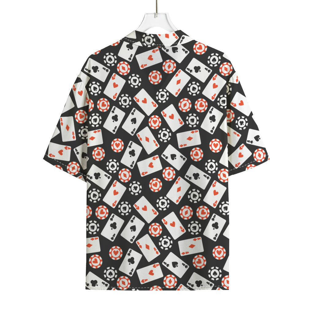 Casino Chip And Card Pattern Print Rayon Hawaiian Shirt