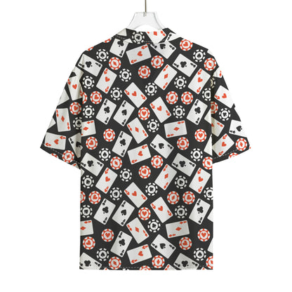 Casino Chip And Card Pattern Print Rayon Hawaiian Shirt