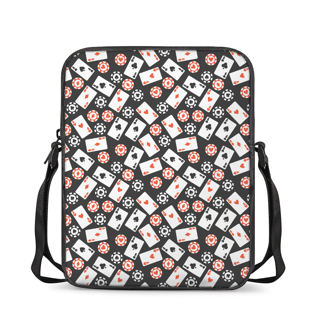 Casino Chip And Card Pattern Print Rectangular Crossbody Bag