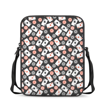 Casino Chip And Card Pattern Print Rectangular Crossbody Bag