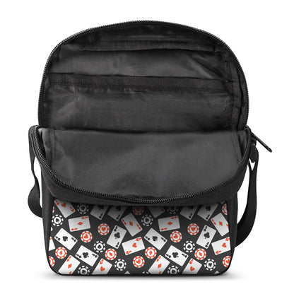 Casino Chip And Card Pattern Print Rectangular Crossbody Bag