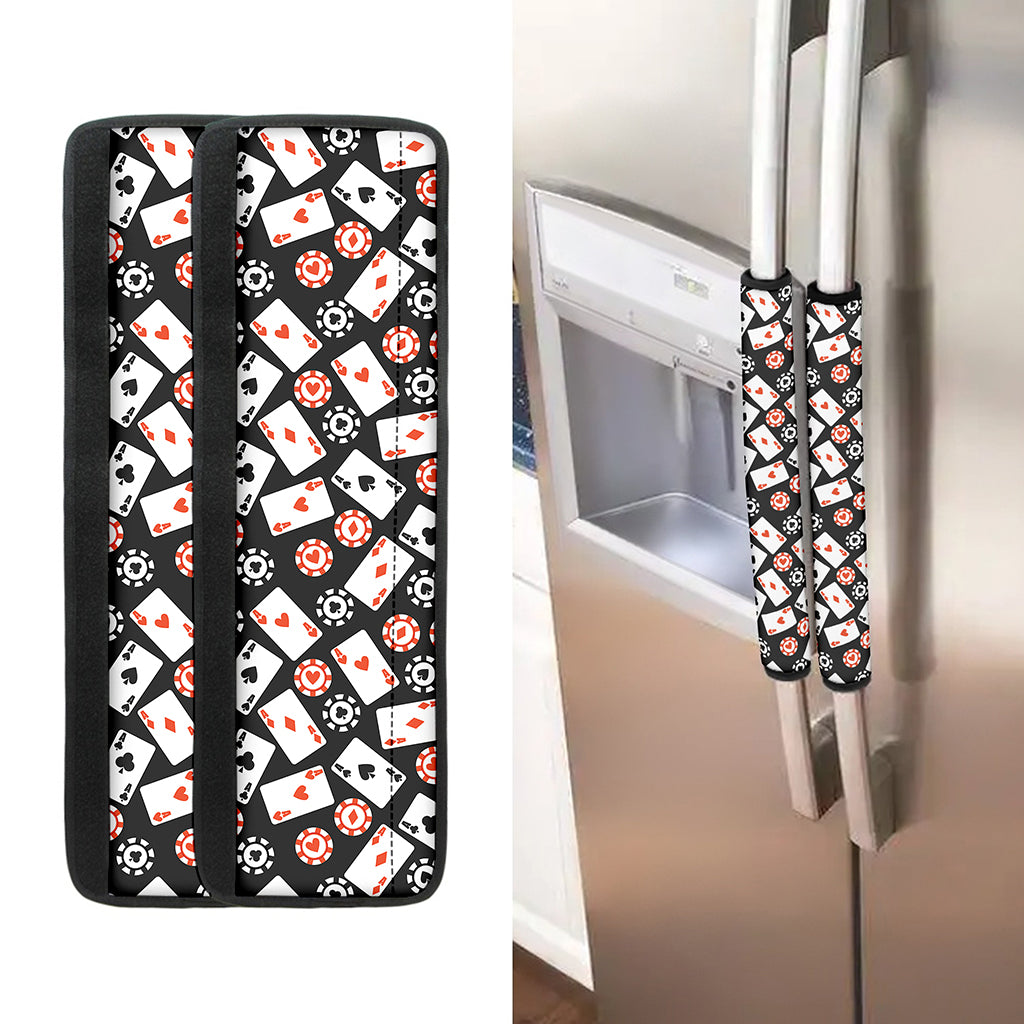 Casino Chip And Card Pattern Print Refrigerator Handle Covers