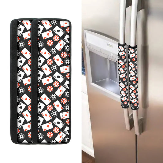 Casino Chip And Card Pattern Print Refrigerator Handle Covers