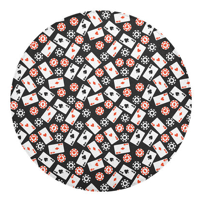 Casino Chip And Card Pattern Print Round Blanket