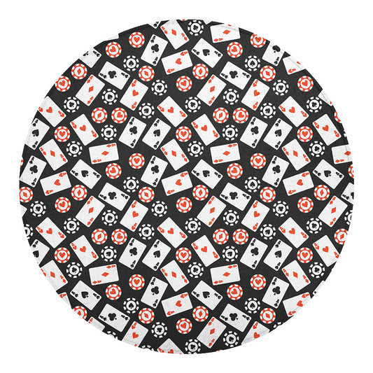 Casino Chip And Card Pattern Print Round Blanket