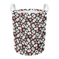 Casino Chip And Card Pattern Print Round Laundry Basket