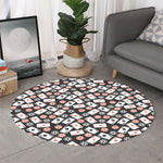 Casino Chip And Card Pattern Print Round Rug