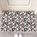 Casino Chip And Card Pattern Print Rubber Doormat