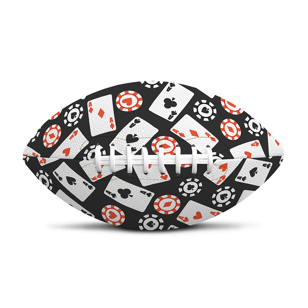Casino Chip And Card Pattern Print Rugby Ball