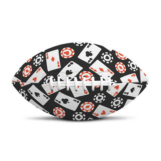 Casino Chip And Card Pattern Print Rugby Ball