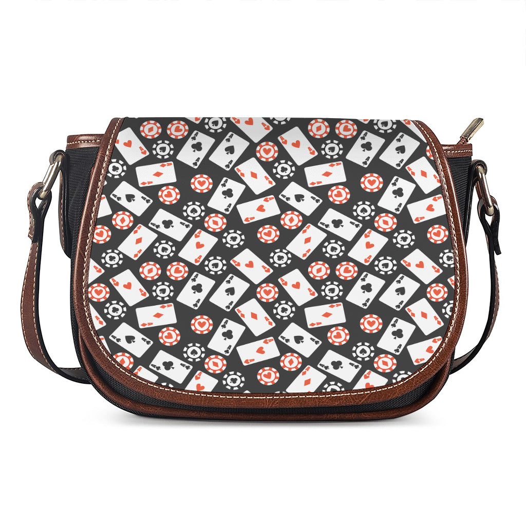 Casino Chip And Card Pattern Print Saddle Bag