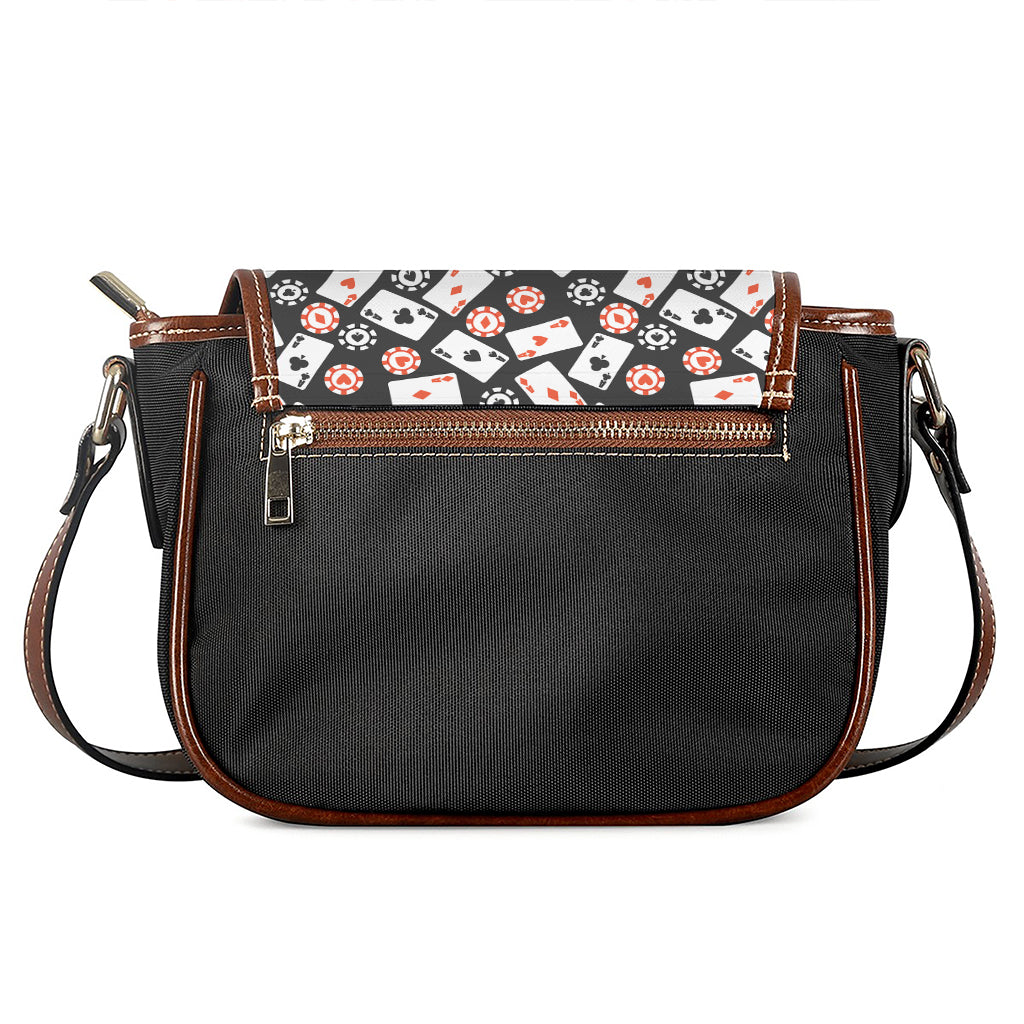 Casino Chip And Card Pattern Print Saddle Bag