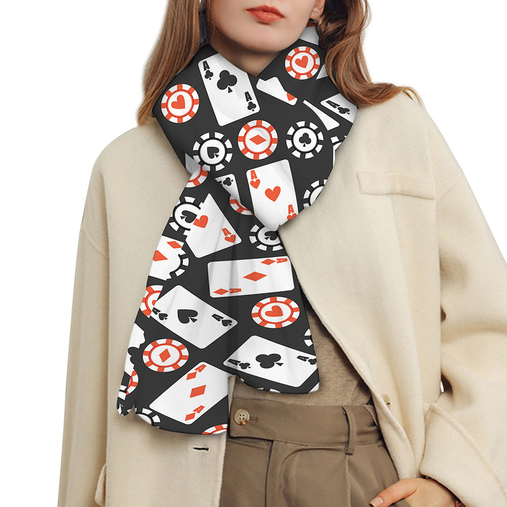 Casino Chip And Card Pattern Print Scarf