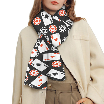 Casino Chip And Card Pattern Print Scarf