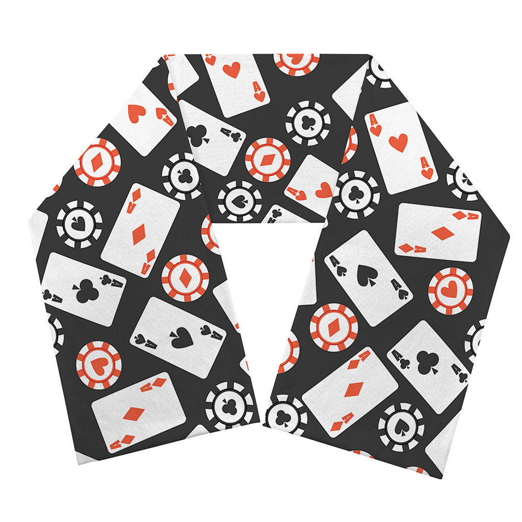 Casino Chip And Card Pattern Print Scarf