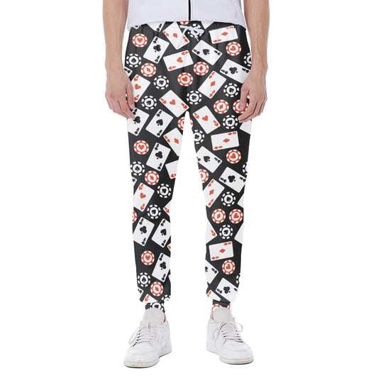 Casino Chip And Card Pattern Print Scuba Joggers