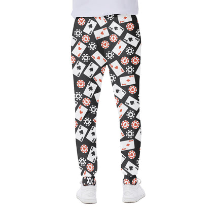 Casino Chip And Card Pattern Print Scuba Joggers