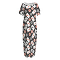 Casino Chip And Card Pattern Print Short Sleeve Long Nightdress