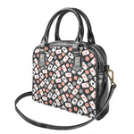 Casino Chip And Card Pattern Print Shoulder Handbag
