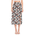 Casino Chip And Card Pattern Print Side Slit Midi Skirt