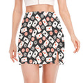 Casino Chip And Card Pattern Print Side Slit Mini Skirt