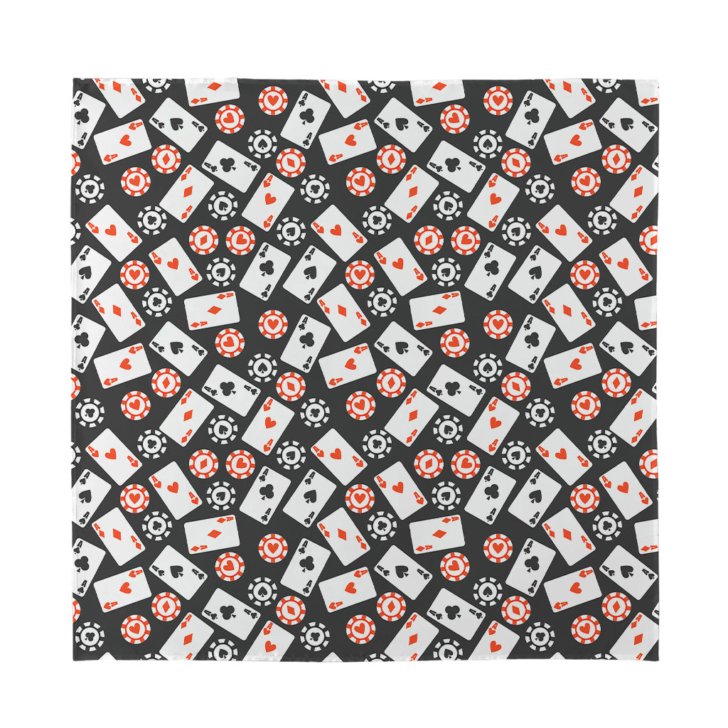 Casino Chip And Card Pattern Print Silk Bandana
