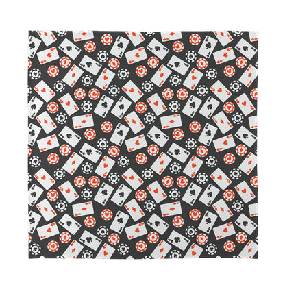 Casino Chip And Card Pattern Print Silk Bandana