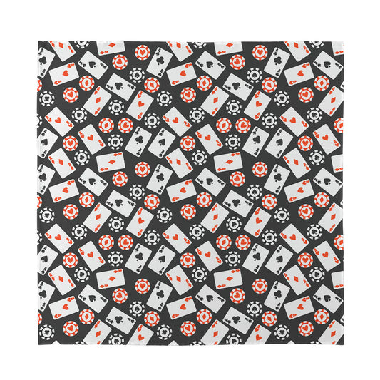 Casino Chip And Card Pattern Print Silk Bandana