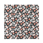 Casino Chip And Card Pattern Print Silk Bandana