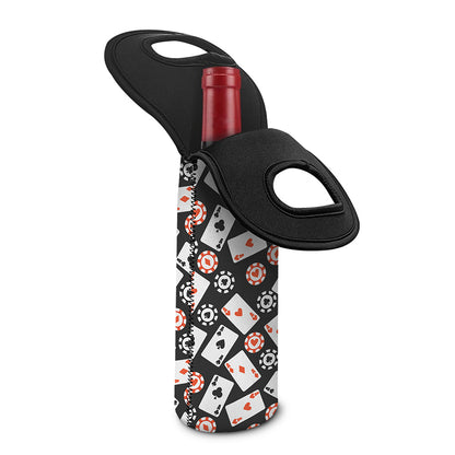 Casino Chip And Card Pattern Print Single Neoprene Wine Tote