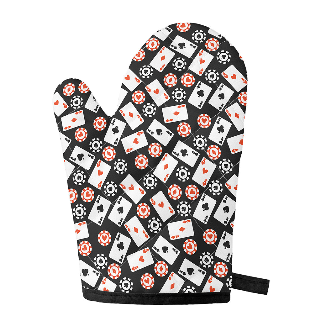 Casino Chip And Card Pattern Print Single Oven Mitt